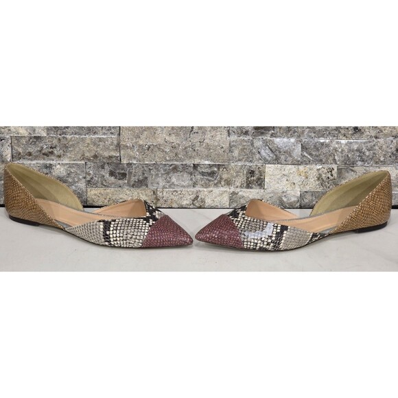 J. Crew Sadie Snakeskin D'Orsay Flats Leather Pointed Toe Multicolor Womens 9.5 - Picture 11 of 12